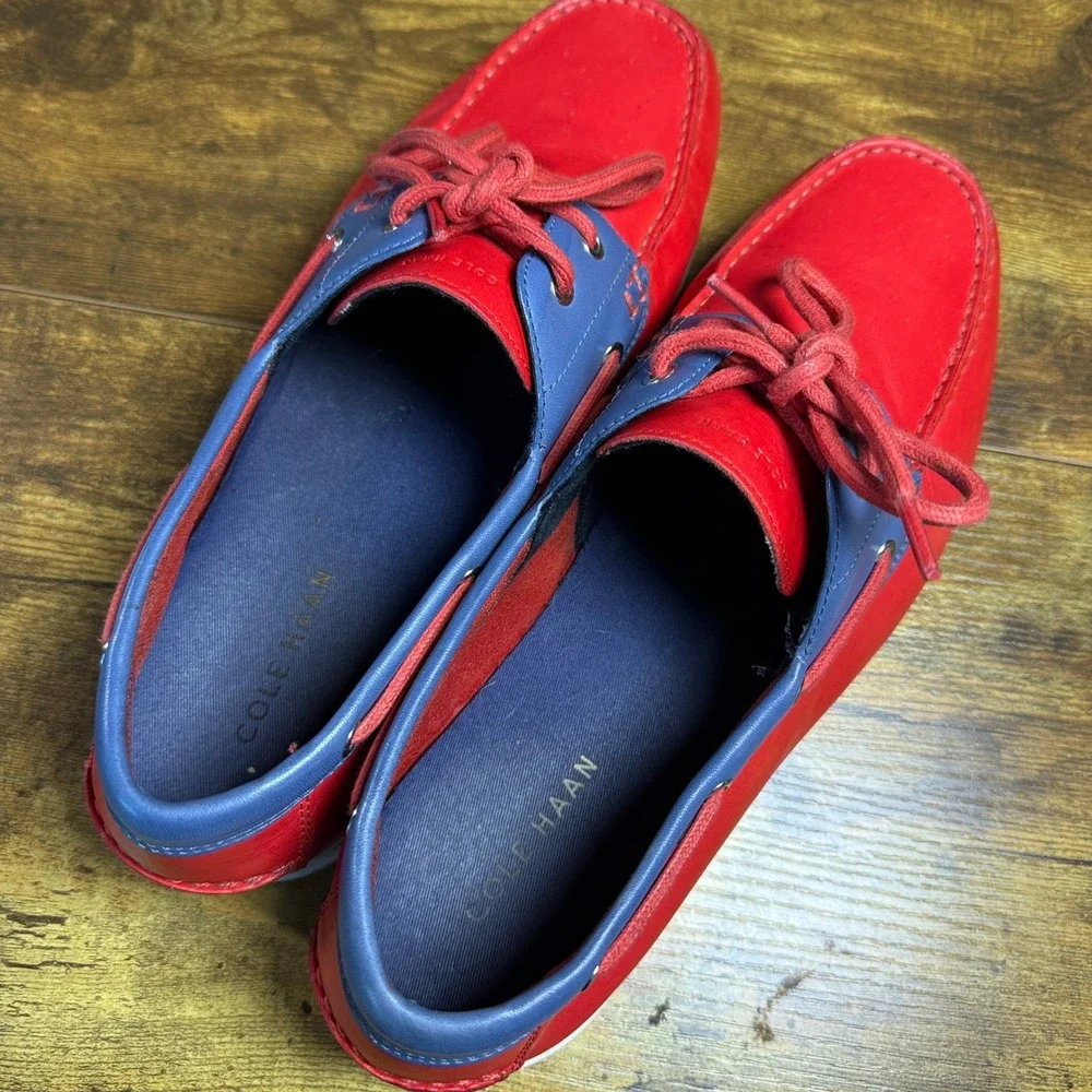 Cole Haan Cornel 2-Eye C32581 Red Leather Boat Shoes Mens Size 10M